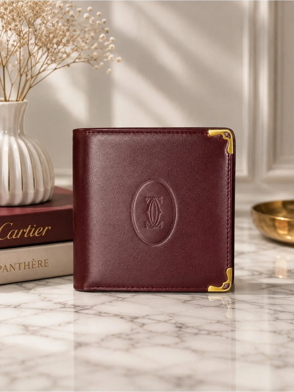 Cartier Must de Cartier Bifold Wallet Oxblood Leather Vintage
